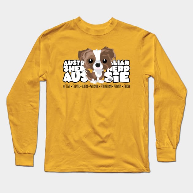 DGBigHeads - Aussie Brown Merle Long Sleeve T-Shirt by DoggyGraphics